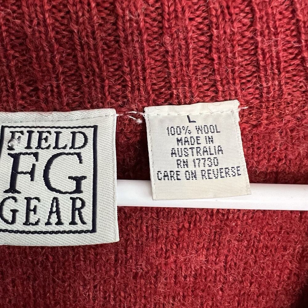 Vintage FG Women's 100% Wool Zip Up Sweater Red Sz L Australia Basic Classic - Picture 8 of 13